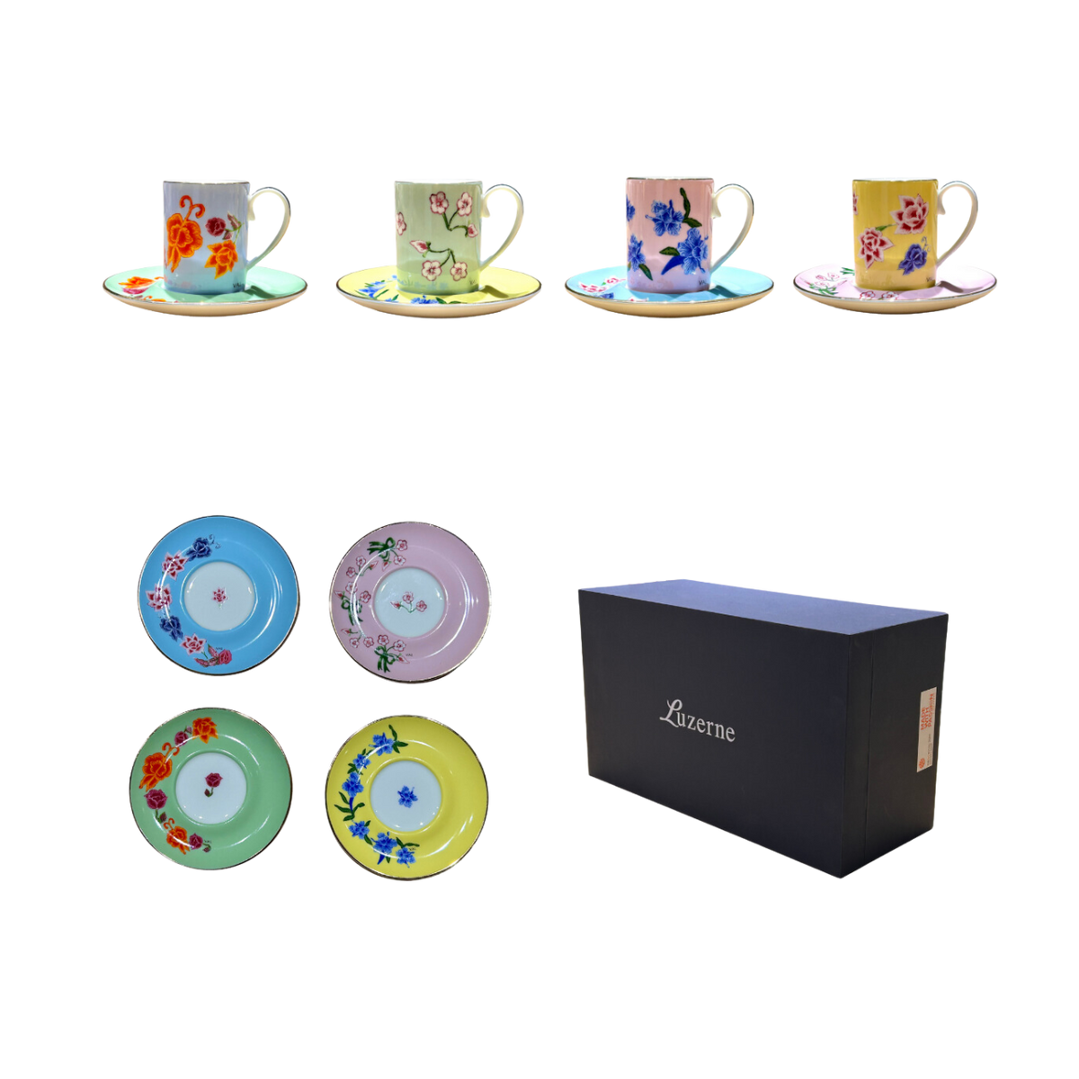Kebaya Espresso Cup & Saucer (Set of 4) – Luzerne Singapore