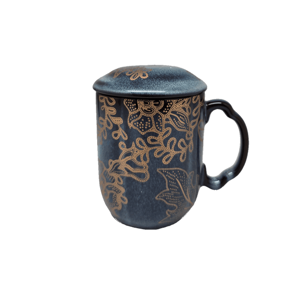 Kebaya Mug with Lid ( Reactive Glaze ) - Gift Set