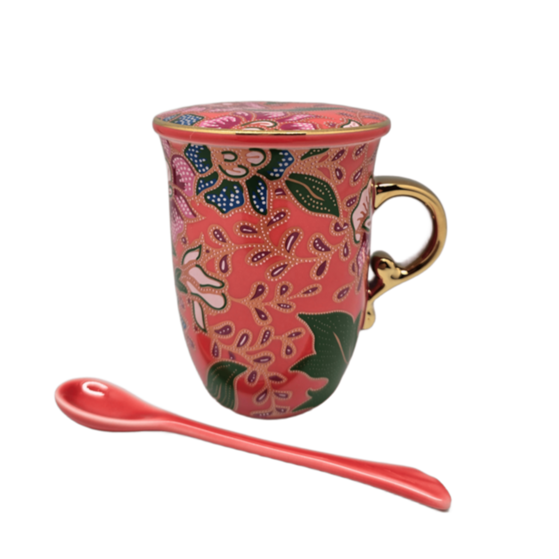 Kebaya Mug with Lid & Spoon - Gift Set